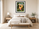 William-Adolphe Bouguereau Print, Idylle; famille antique displayed above a bed