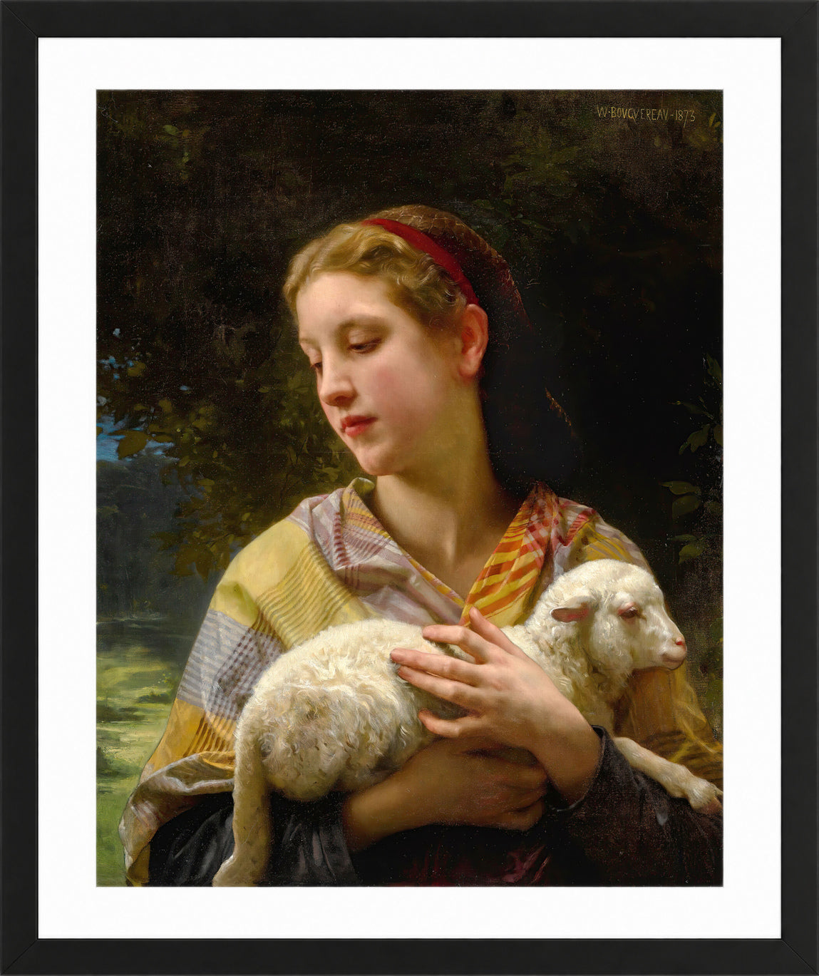 William-Adolphe Bouguereau Print, Innocence (1873) in a black frame