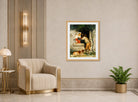 William-Adolphe Bouguereau Print, Italian Lovers displayed in an Art Deco interior