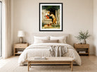 William-Adolphe Bouguereau Print, Italian Lovers displayed above a bed