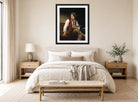 William-Adolphe Bouguereau Print, Italien à la mandoline (1870) displayed above a bed
