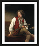 William-Adolphe Bouguereau Print, Italien à la mandoline (1870) in a black frame