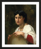 William-Adolphe Bouguereau Print, Italienne Au Tambourin (1869) in a black frame