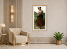William-Adolphe Bouguereau Print, Jeune bergère debout (1887) displayed in an Art Deco interior