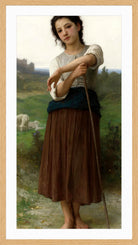 William-Adolphe Bouguereau Print, Jeune bergère debout (1887) in a light oak frame