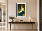 William-Adolphe Bouguereau Print, Jeune Fille Aux Raisins (1904) displayed above a console table