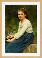 William-Adolphe Bouguereau Print, Jeune Fille Aux Raisins (1904) in a light oak frame