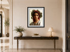 William-Adolphe Bouguereau Print, Jeune fille couronnée de pampres (1874) displayed above a console table