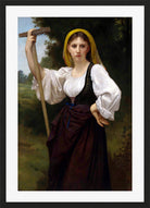 William-Adolphe Bouguereau Print, La faneuse (1870) in a black frame