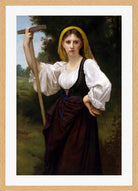 William-Adolphe Bouguereau Print, La faneuse (1870) in a light oak frame