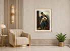 William-Adolphe Bouguereau Print, La grande soeur (1877) displayed in an Art Deco interior