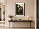 William-Adolphe Bouguereau Print, La grande soeur (1877) displayed above a console table