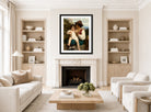 William-Adolphe Bouguereau Print, La leçon de flûte (1868) displayed in a Scandinavian living room