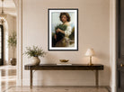 William-Adolphe Bouguereau Print, La petite Esméralda displayed above a console table