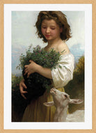 William-Adolphe Bouguereau Print, La petite Esméralda in a light oak frame