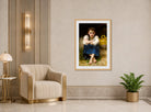 William-Adolphe Bouguereau Print, La sérieuse (1905) displayed in an Art Deco interior