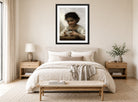 William-Adolphe Bouguereau Print, La soupe au lait (1880) displayed above a bed
