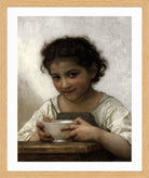 William-Adolphe Bouguereau Print, La soupe au lait (1880) in a light oak frame