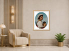 William-Adolphe Bouguereau Print, Le Bouquet de violettes (1870) displayed in an Art Deco interior