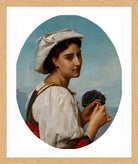William-Adolphe Bouguereau Print, Le Bouquet de violettes (1870) in a light oak frame