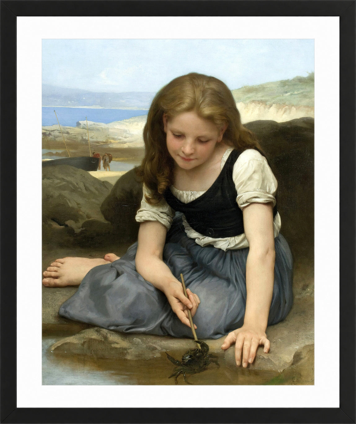 William-Adolphe Bouguereau Print, Le Crabe (1869) in a black frame