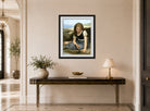 William-Adolphe Bouguereau Print, Le Crabe (1869) displayed above a console table