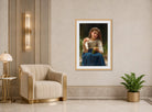 William-Adolphe Bouguereau Print, Le Goûter (1901) displayed in an Art Deco interior