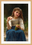 William-Adolphe Bouguereau Print, Le Goûter (1901) in a light oak frame