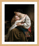 William-Adolphe Bouguereau Print, Le lever (1865) in a light oak frame