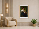 William-Adolphe Bouguereau Print, Le Petit Câlin (1878) displayed in an Art Deco interior
