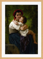 William-Adolphe Bouguereau Print, Le Petit Câlin (1878) in a light oak frame