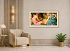 William-Adolphe Bouguereau Print, Le printemps (1858) displayed in an Art Deco interior