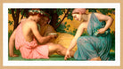 William-Adolphe Bouguereau Print, Le printemps (1858) in a light oak frame