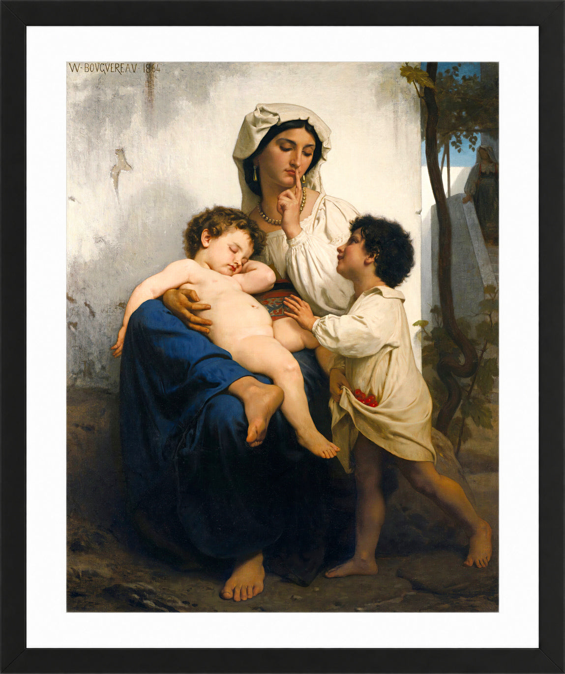 William-Adolphe Bouguereau Print, Le Sommeil (1864) in a black frame