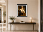 William-Adolphe Bouguereau Print, Le sommeil displayed above a console table