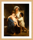 William-Adolphe Bouguereau Print, Le sommeil in a light oak frame