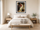 William-Adolphe Bouguereau Print, Le Voeu displayed above a bed