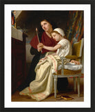 William-Adolphe Bouguereau Print, Le Voeu in a black frame