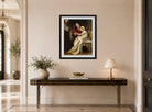 William-Adolphe Bouguereau Print, Le Voeu displayed above a console table