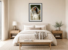 William-Adolphe Bouguereau Print, Le Voile (1898) displayed above a bed