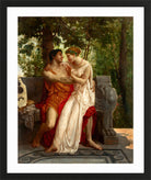 William-Adolphe Bouguereau Print, Les amoureux (1850) in a black frame