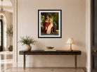 William-Adolphe Bouguereau Print, Les amoureux (1850) displayed above a console table