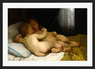 William-Adolphe Bouguereau Print, Les enfants endormis (1868) in a black frame
