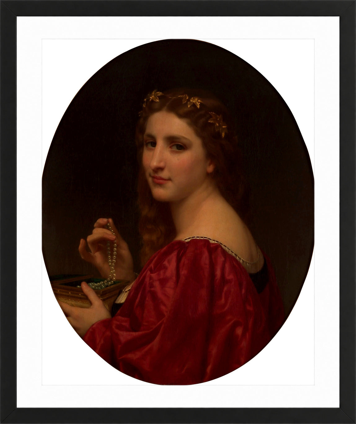 William-Adolphe Bouguereau Print, Marguerite (1868) in a black frame