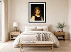 William-Adolphe Bouguereau Print, Mignon displayed above a bed
