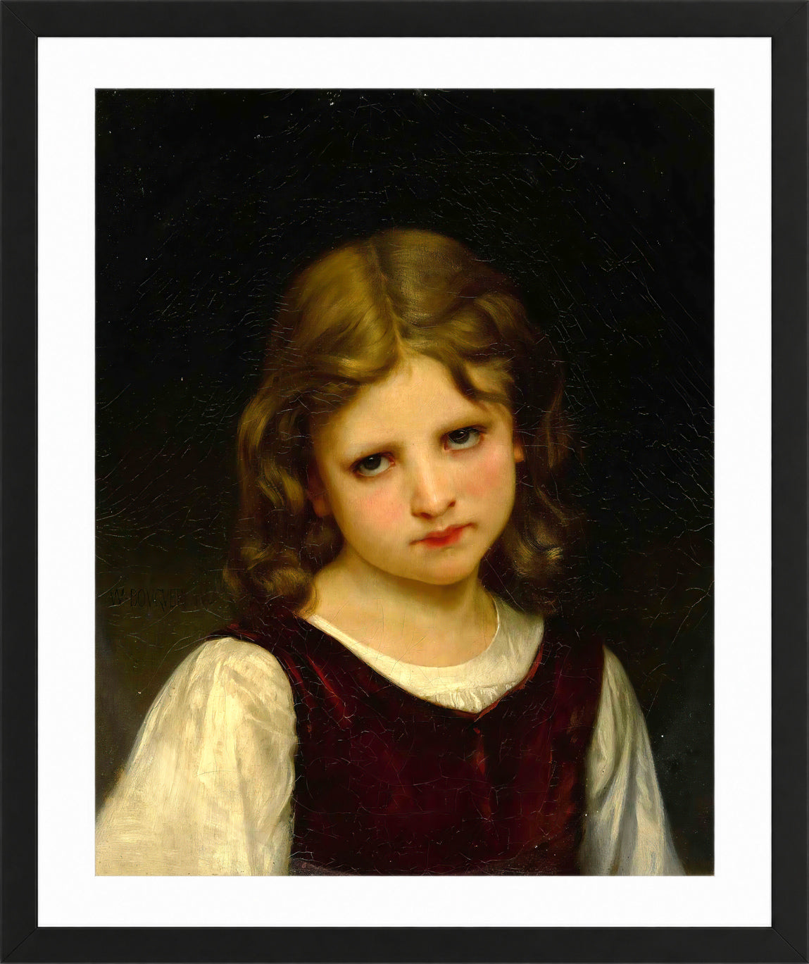 William-Adolphe Bouguereau Print, Mignon in a black frame