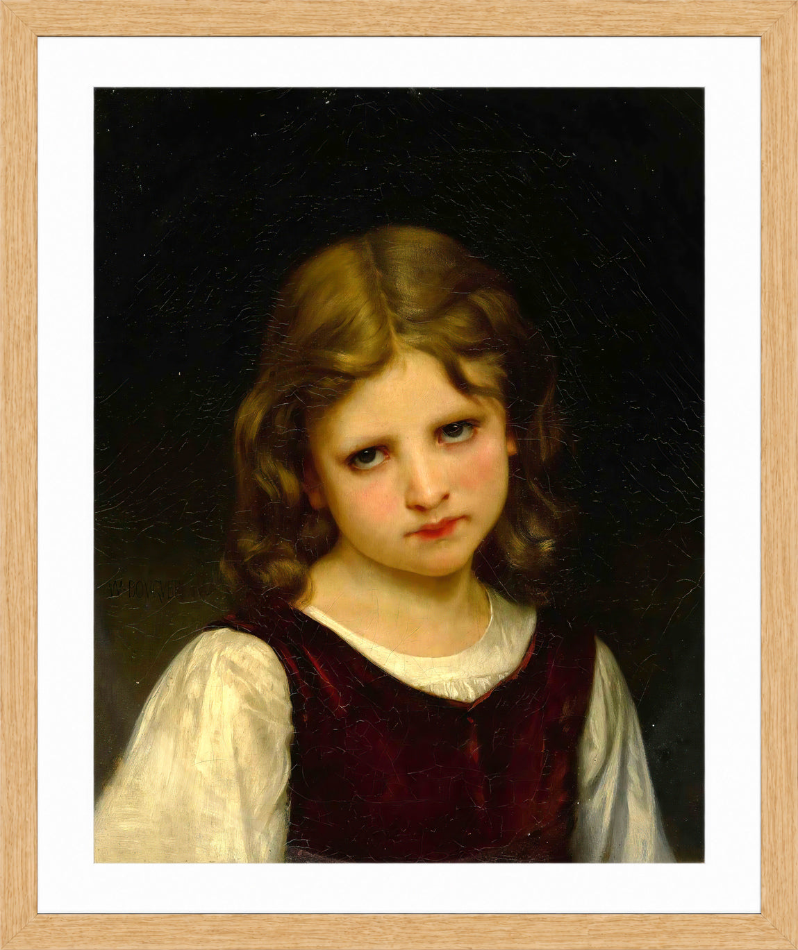 William-Adolphe Bouguereau Print, Mignon in a light oak frame