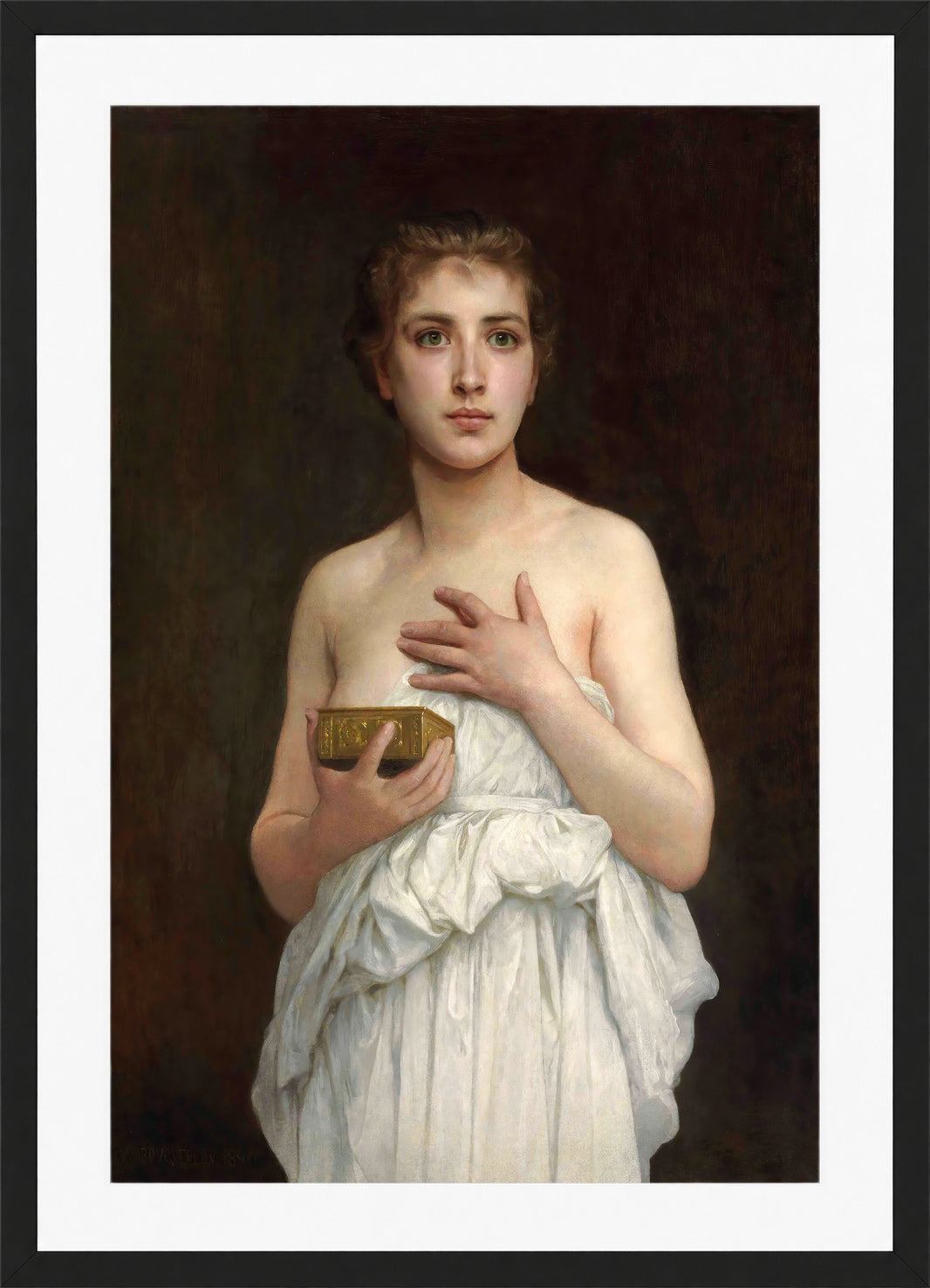 William-Adolphe Bouguereau Print, Pandore (1890) in a black frame