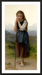 William-Adolphe Bouguereau Print, Petite Bergère (1891) in a black frame