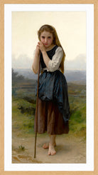 William-Adolphe Bouguereau Print, Petite Bergère (1891) in a light oak frame